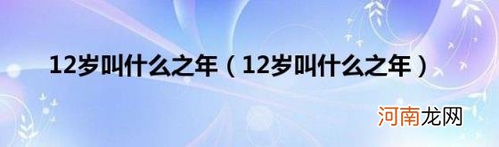 12岁叫什么之年 12岁叫什么之年