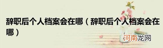辞职后个人档案会在哪 辞职后个人档案会在哪