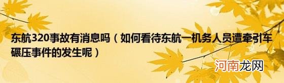 如何看待东航一机务人员遭牵引车碾压事件的发生呢 东航320事故有消息吗