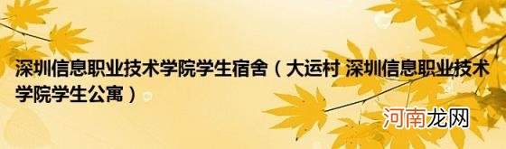 大运村深圳信息职业技术学院学生公寓 深圳信息职业技术学院学生宿舍