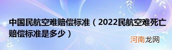 2022民航空难死亡赔偿标准是多少 中国民航空难赔偿标准