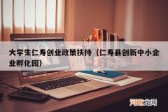 仁寿县创新中小企业孵化园 大学生仁寿创业政策扶持