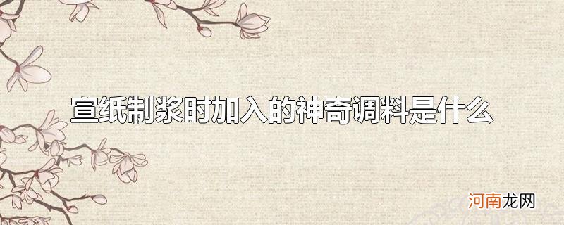 宣纸制浆时加入的神奇调料是什么