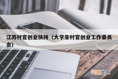 大学生村官创业工作委员会 江苏村官创业扶持
