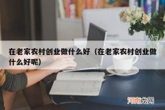 在老家农村创业做什么好呢 在老家农村创业做什么好