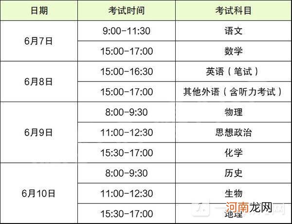 2022年全国各省高考时间表 全国高考时间2022年具体时间